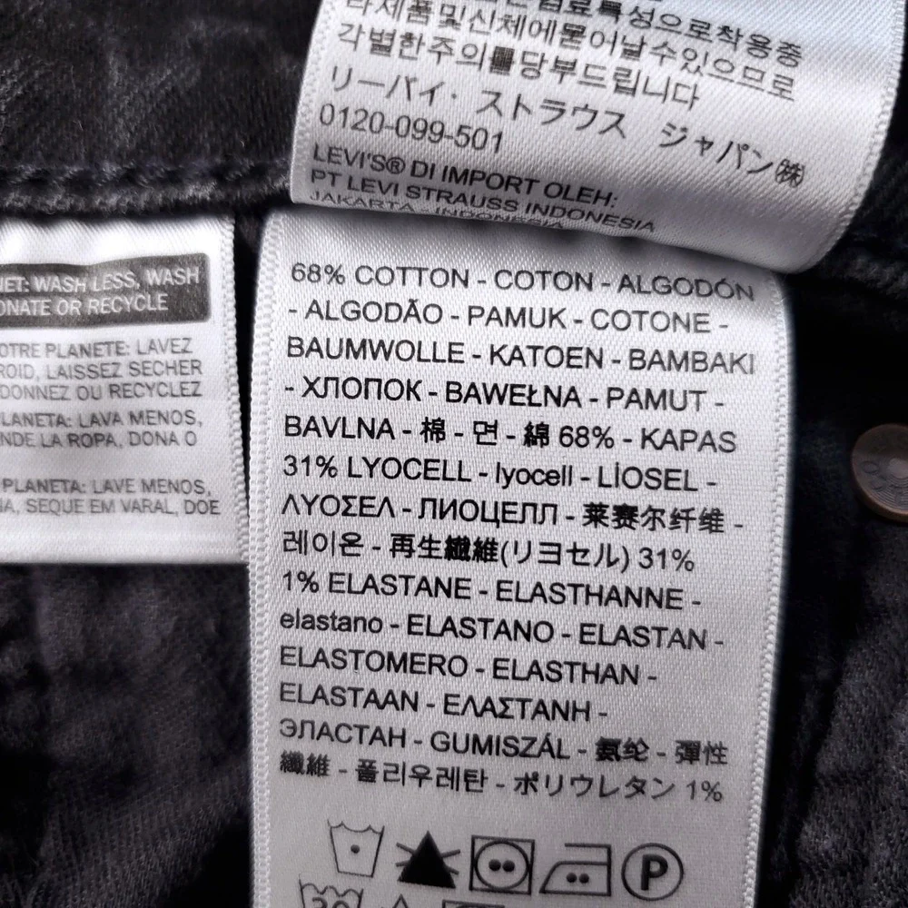 Levi's Premium 502 Tapered Jeans Men 32x32 Black Stretch Big E Modern Casual